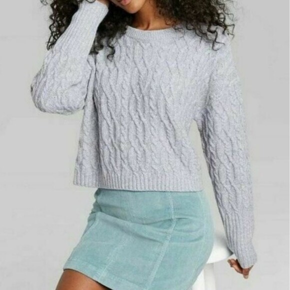 NWT Wild Fable Cable Knit Cropped Sweater - Picture 1 of 13